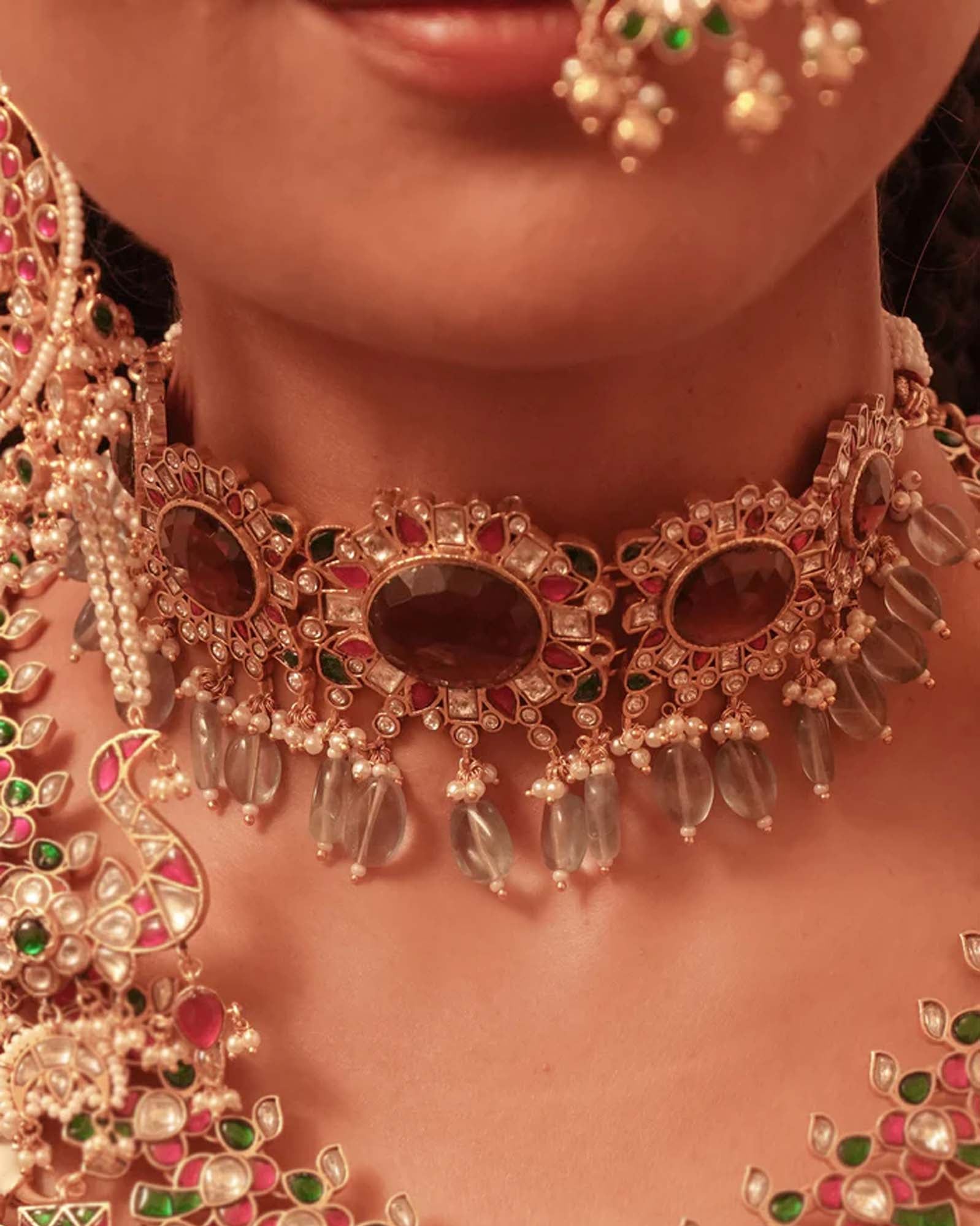 Multicolor Gold Plated Jadau Kundan Kalangi - MKLG18M