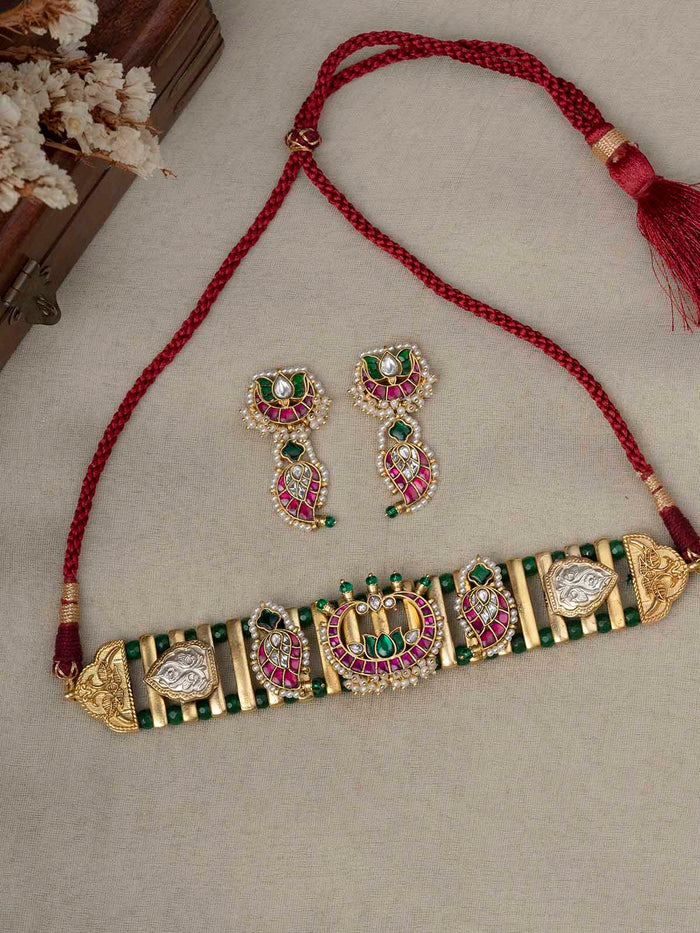 Multicolor Gold Plated Mishr Necklace Set - MR-S619M