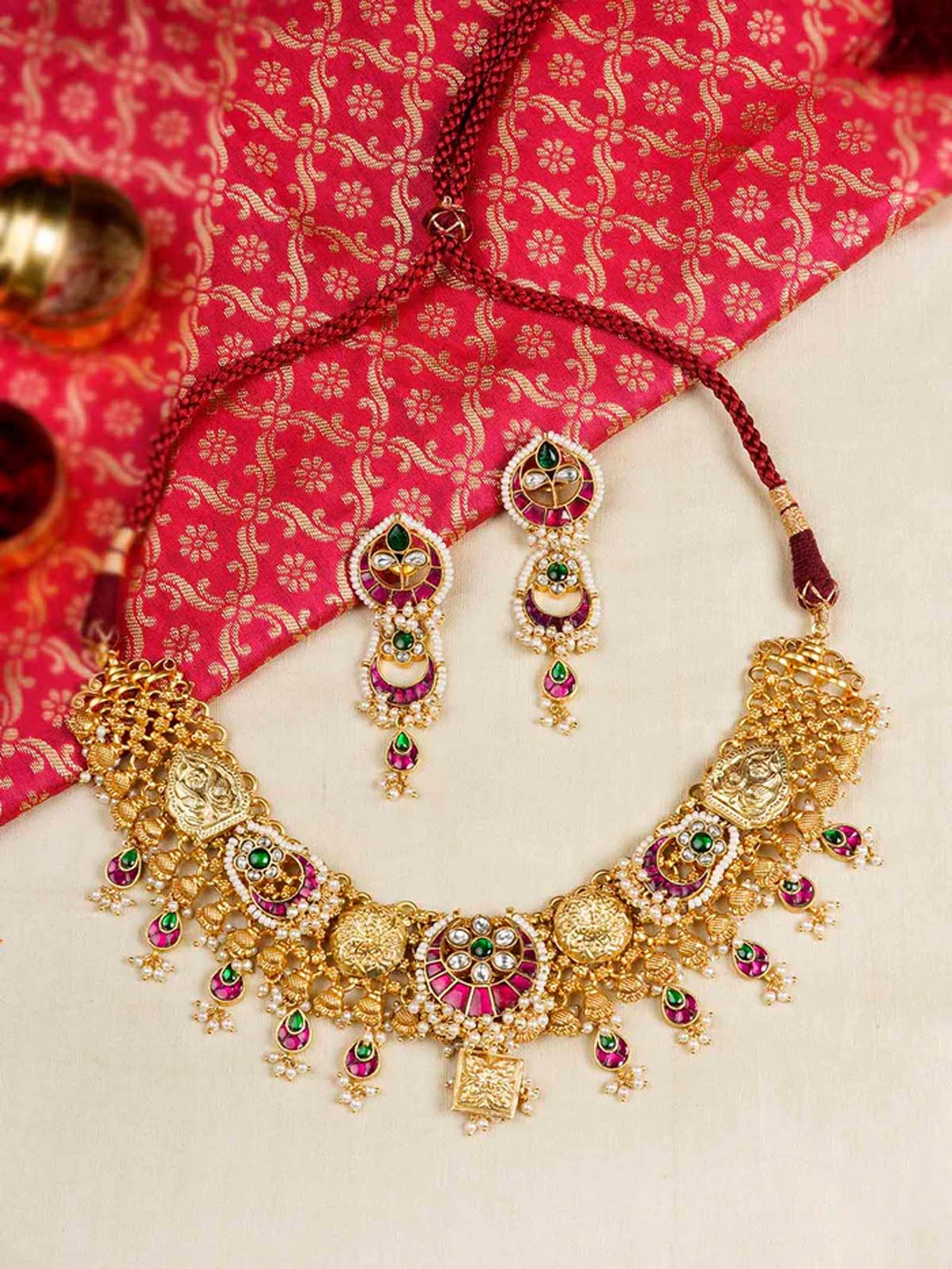 Multicolor Gold Plated Mishr Necklace Set - MR-S646M