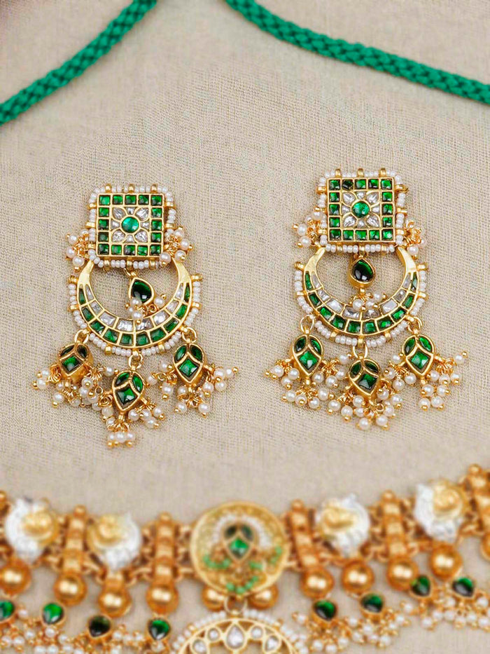 Green Color Gold Plated Mishr Necklace Set - MR-S674M