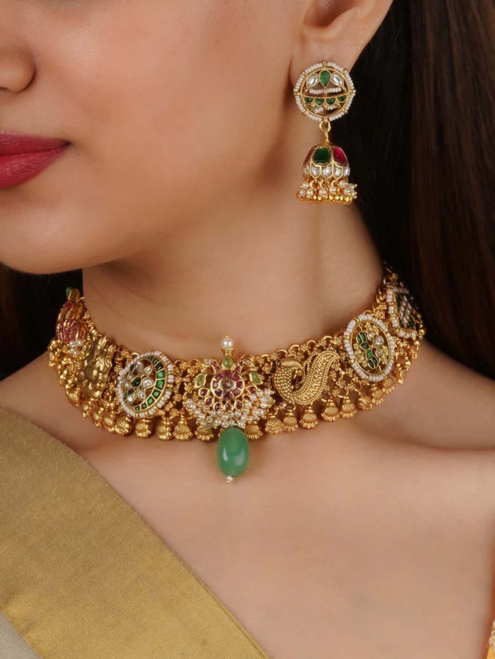 Multicolor Gold Plated Mishr Necklace Set - MR-S738M