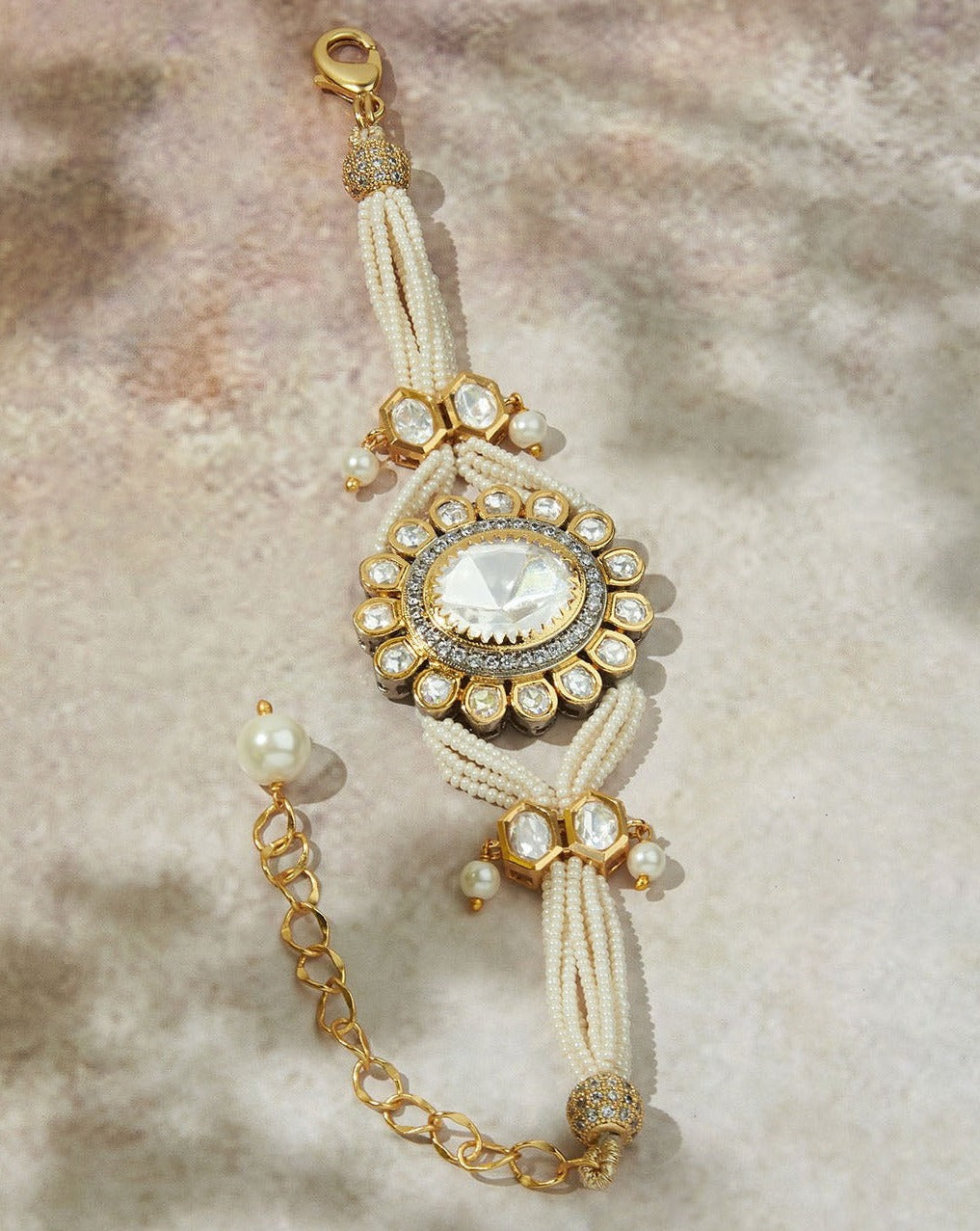 Polki Bracelet With Pearls