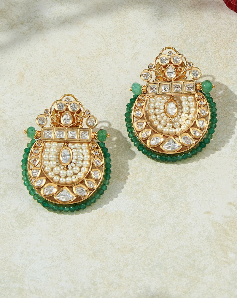 Kundan Polki Pearl Earrings