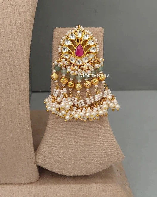 Multicolor Gold Plated Jadau Kundan Necklace Set - MS1697M