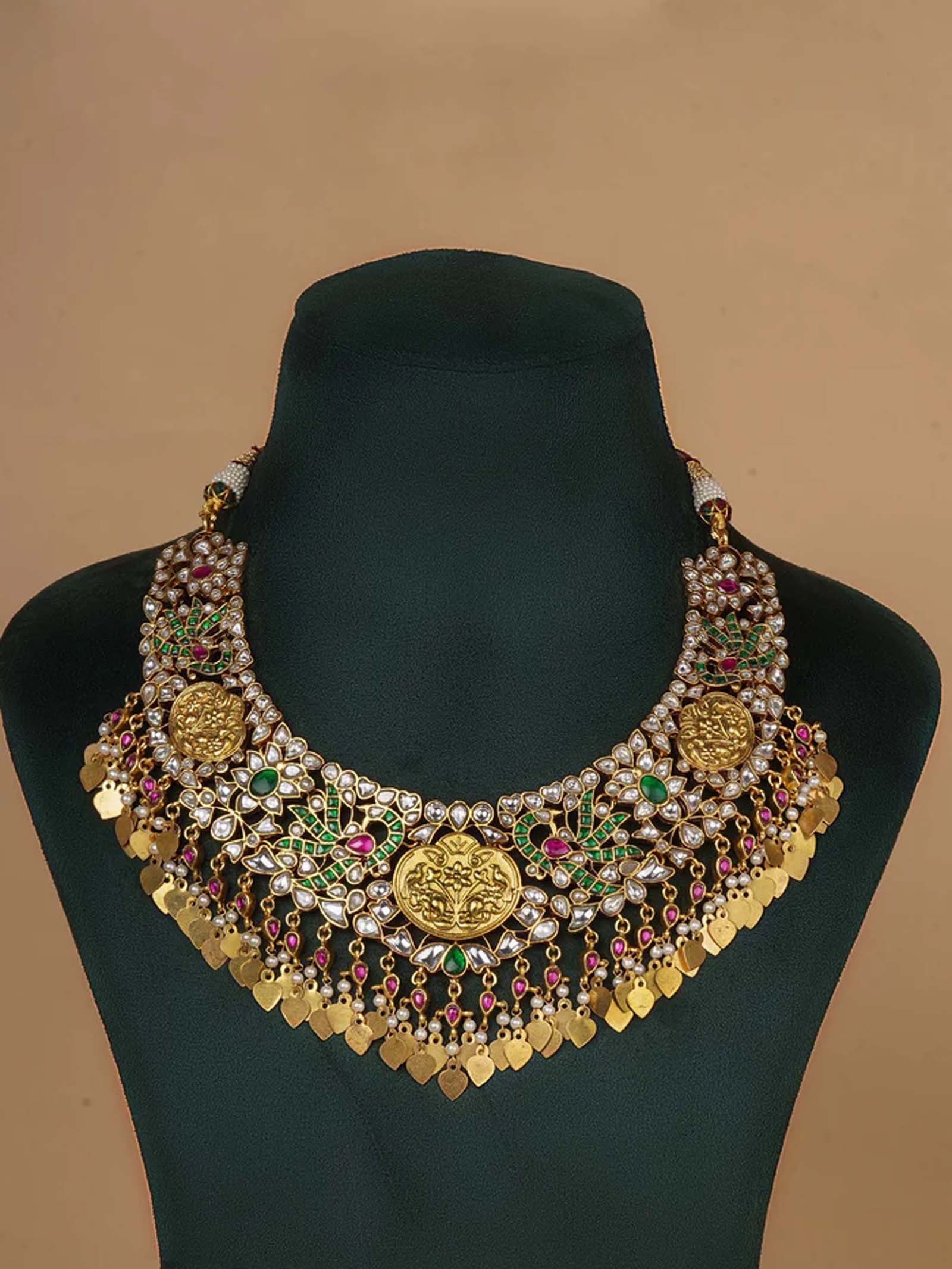 Mulitcolor Gold Plated Jadau Kundan Bridal Necklace Set - MS2123M