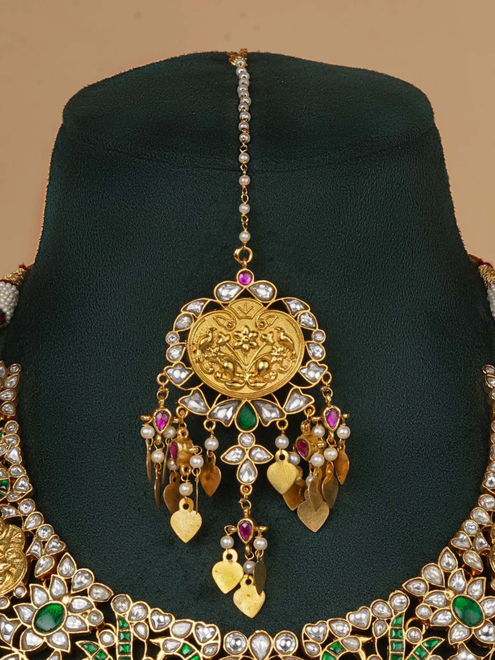 Mulitcolor Gold Plated Jadau Kundan Bridal Necklace Set - MS2123M