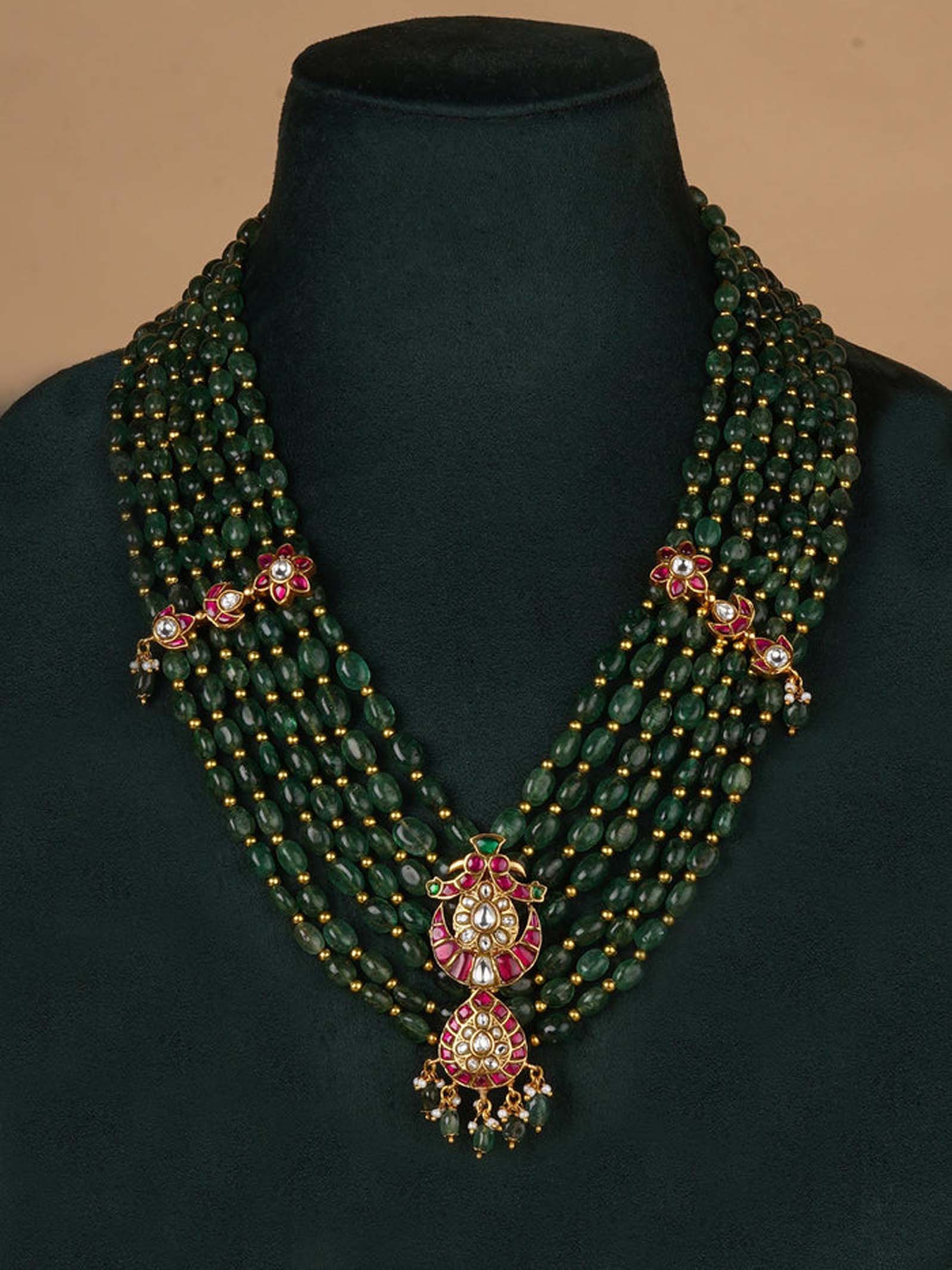 Multicolor Gold Plated Jadau Kundan Necklace Set - MS2254M