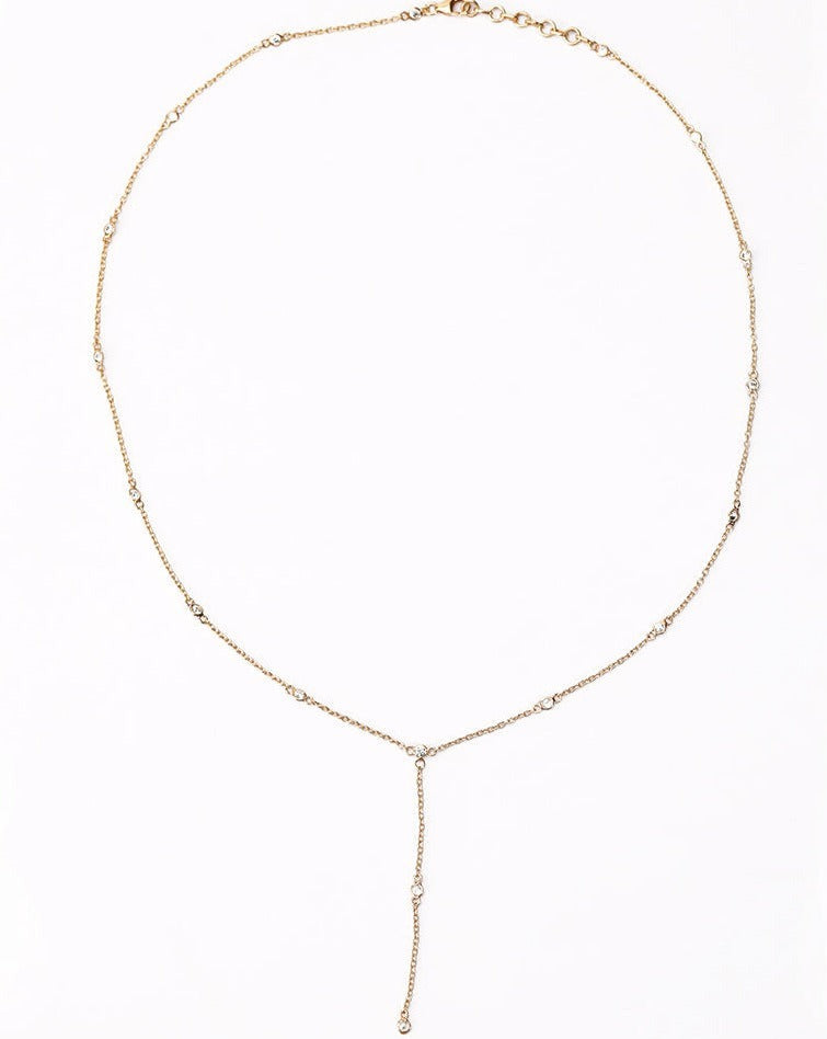 Petite Y-Necklace With Diamond Spacer