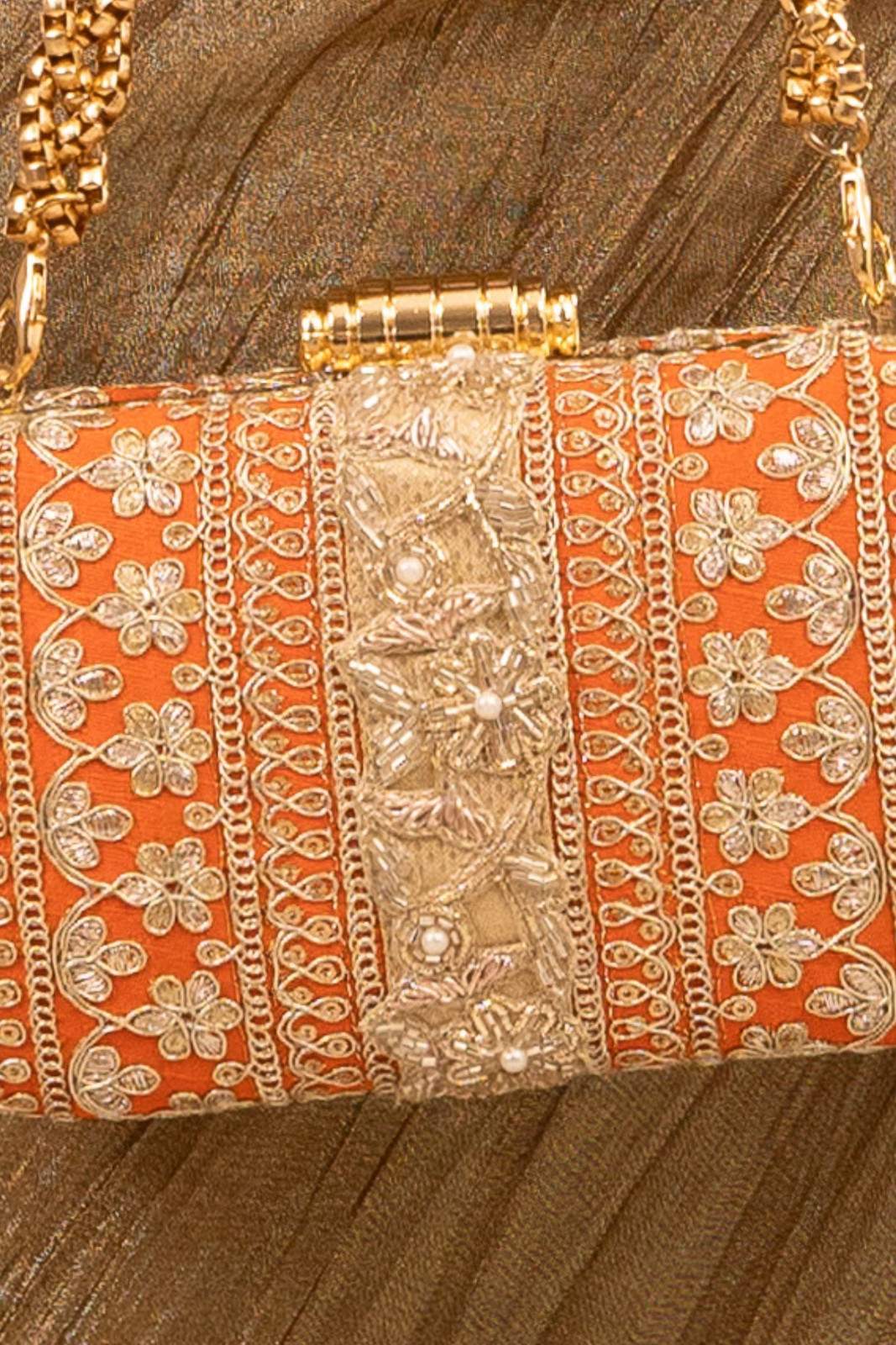 Naaz Capsule clutch - Orange and Pink