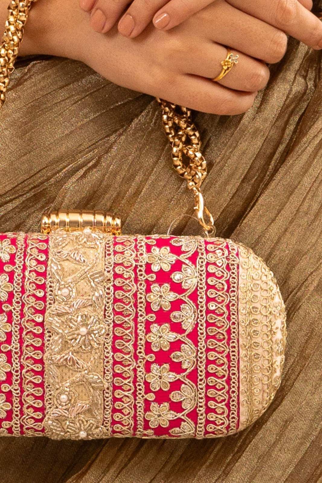 Naaz Capsule clutch - Pink and Peach