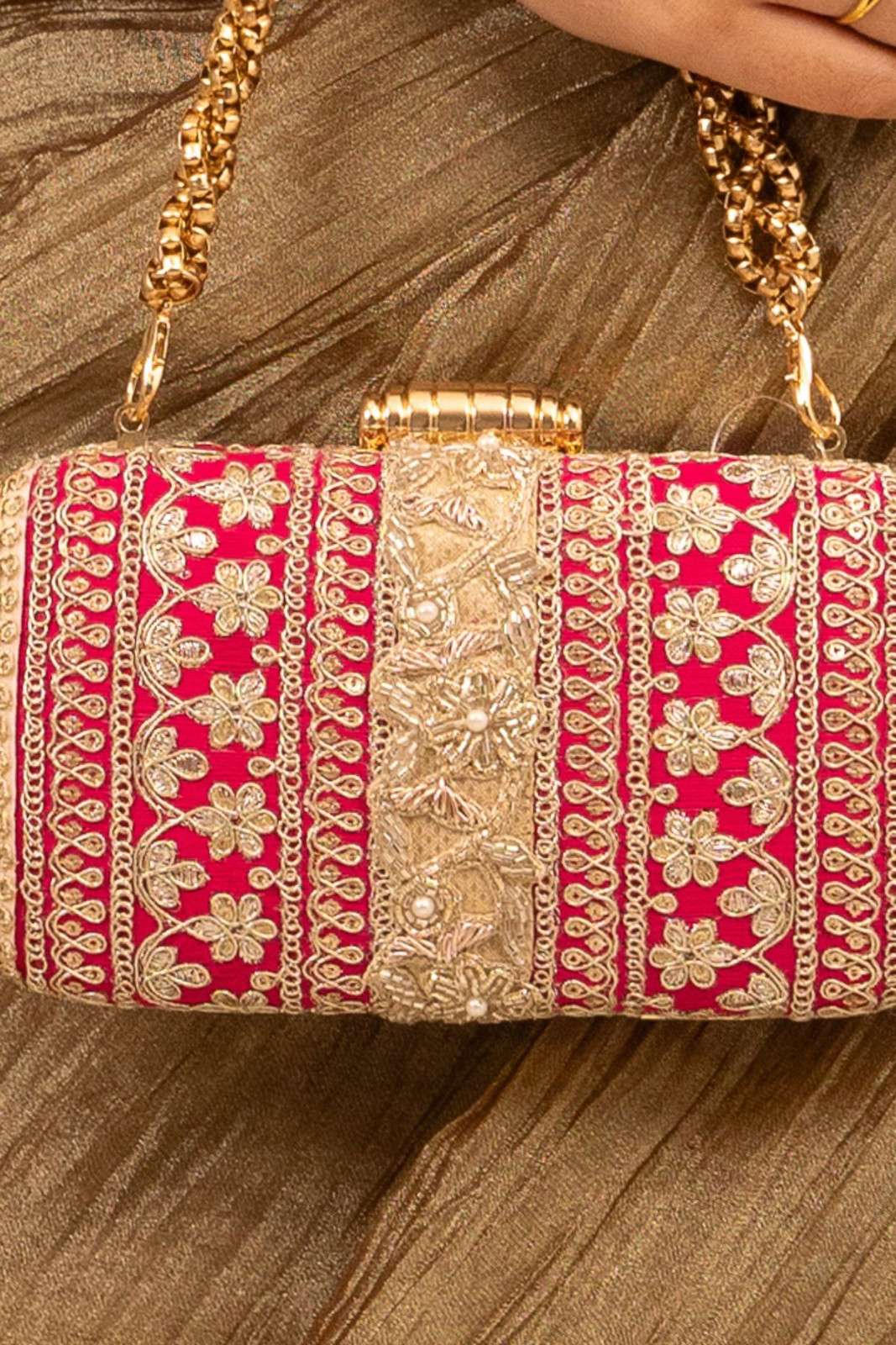 Naaz Capsule clutch - Pink and Peach