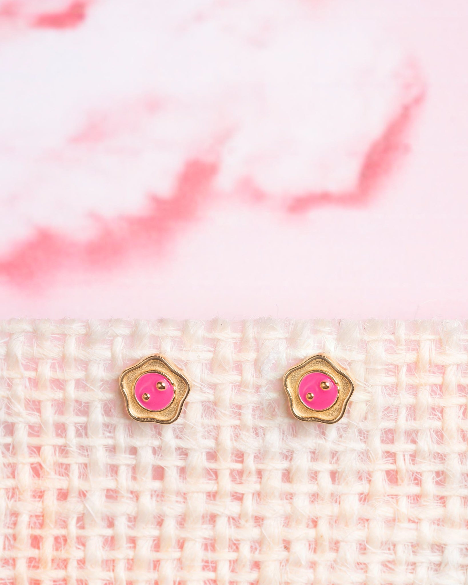 Bloom Button Enamel Stud Earrings