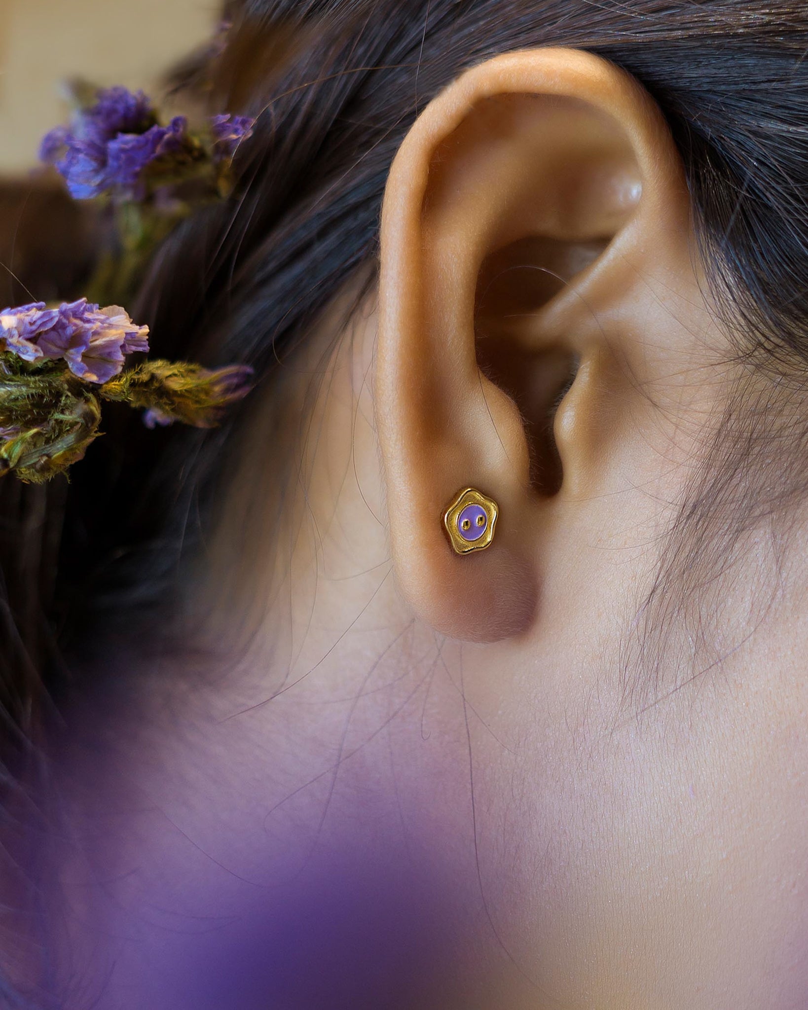 Bloom Button Enamel Stud Earrings