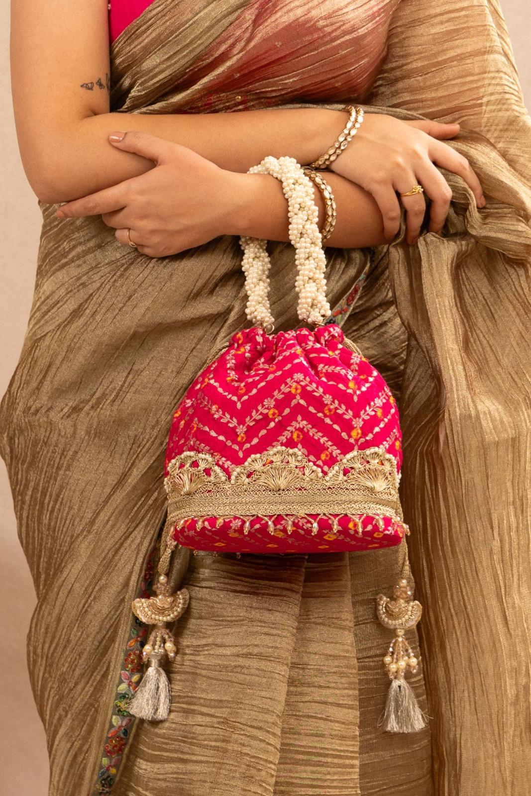 Rumani Bandhani Bucket Bag - Pink