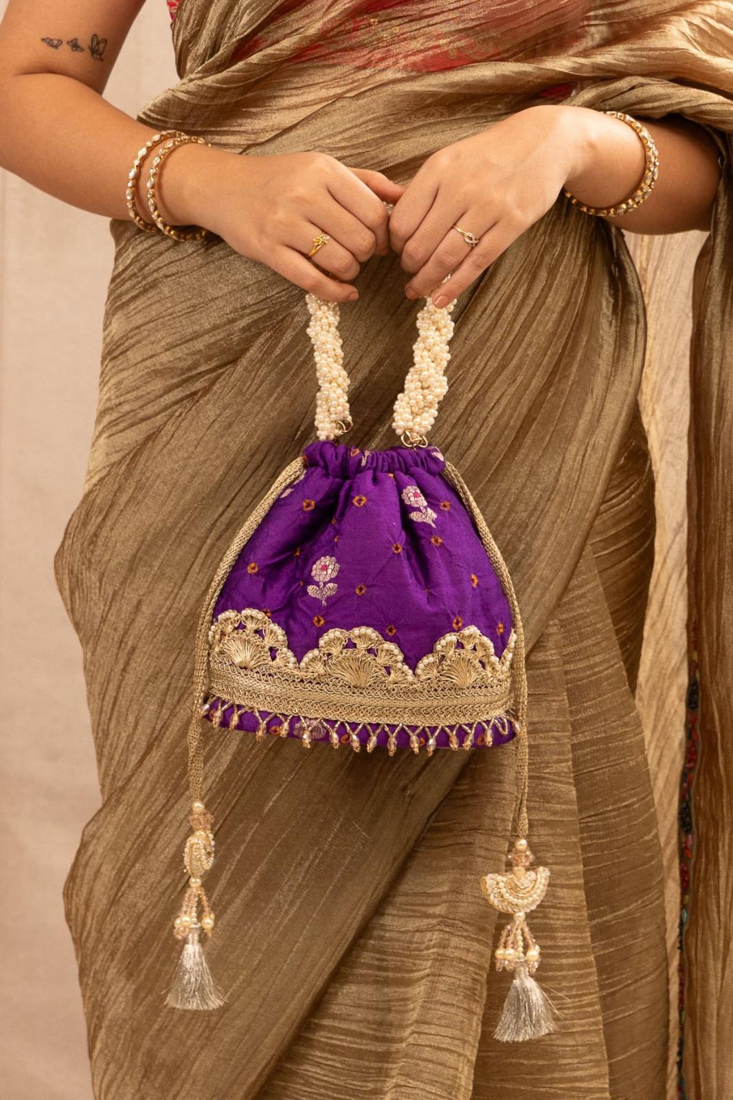 Rumani Bandhani Bucket Bag - Violet