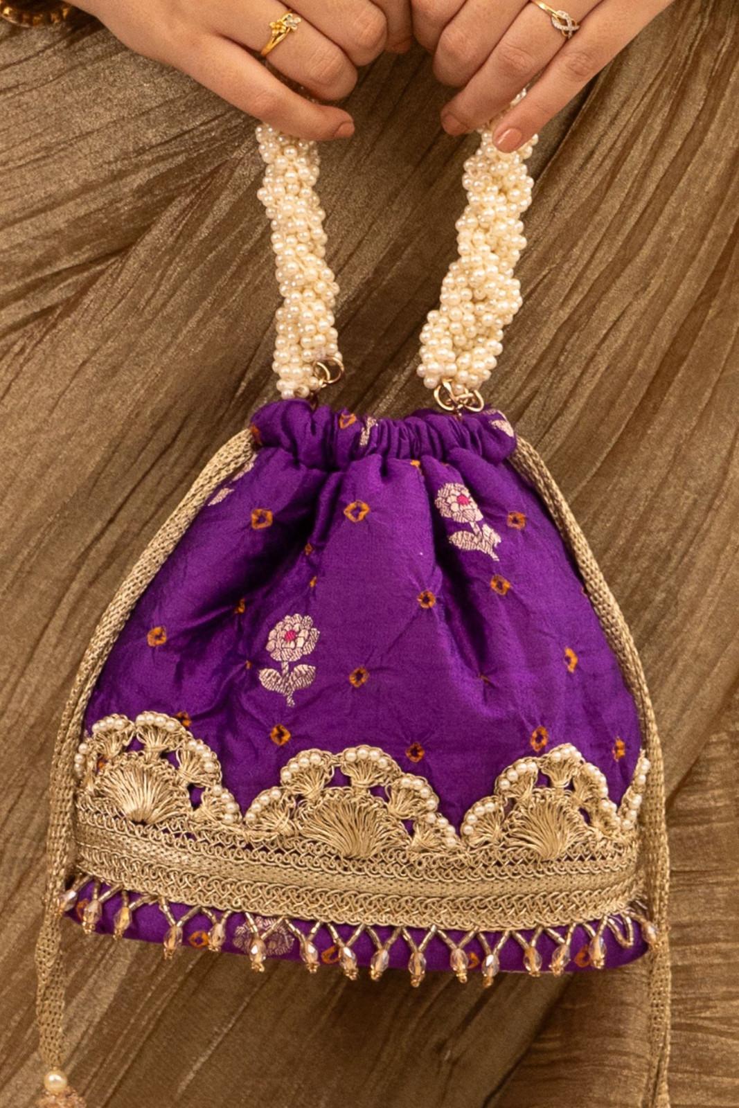 Rumani Bandhani Bucket Bag - Violet