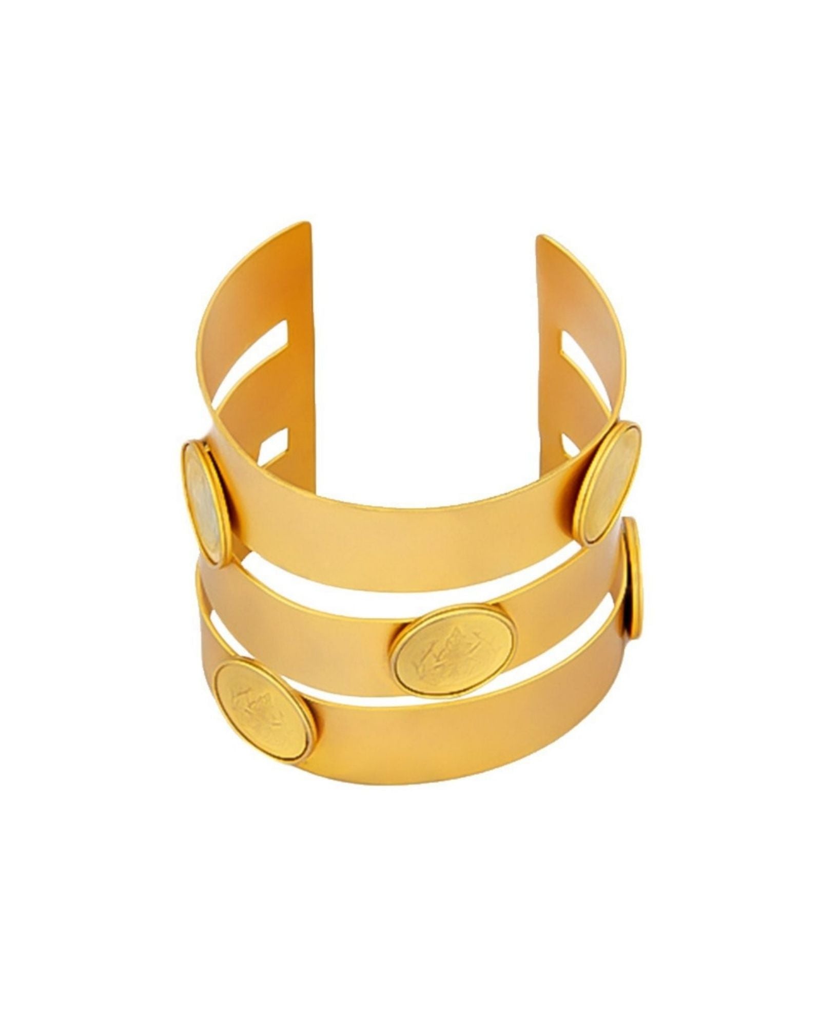 Gold triad coin hand cuff