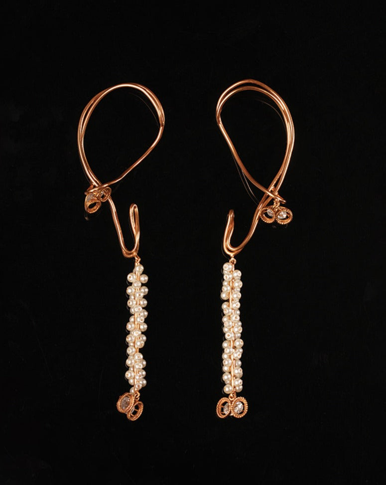 Luner Dew Gold Plated Pearl Ear Cuffs