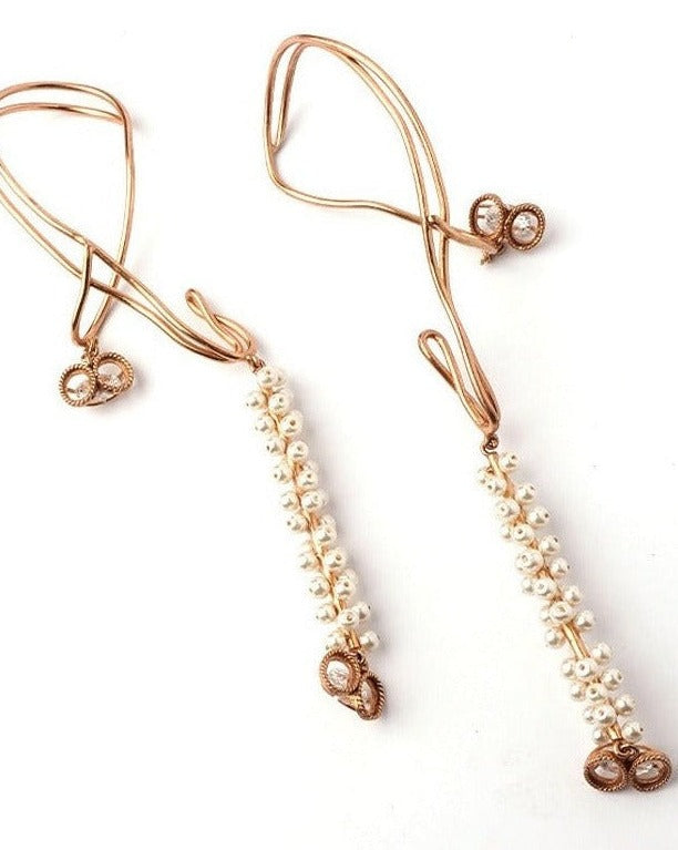 Luner Dew Gold Plated Pearl Ear Cuffs
