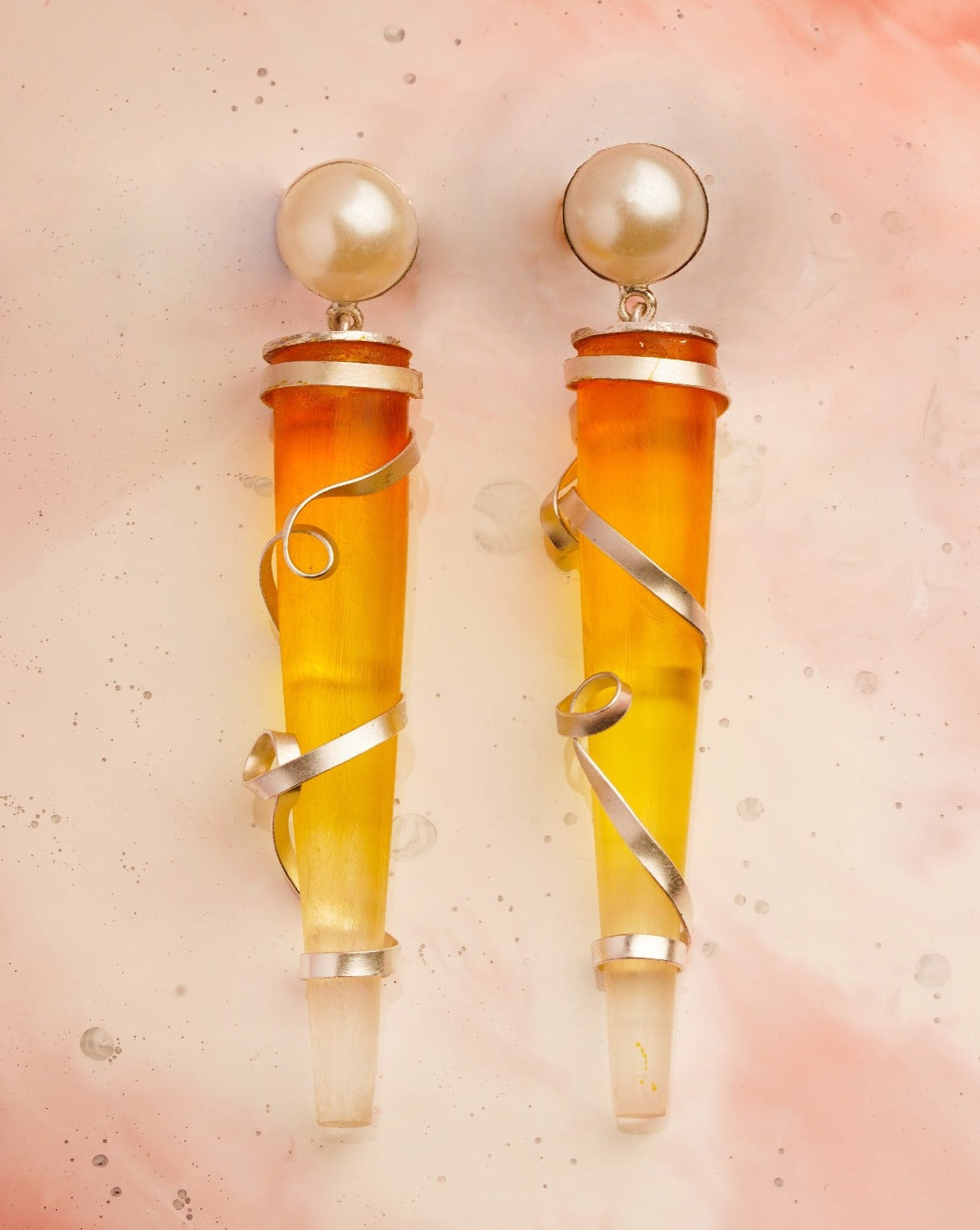 Limited Edition Coloured Acrylic And Pearl Earring