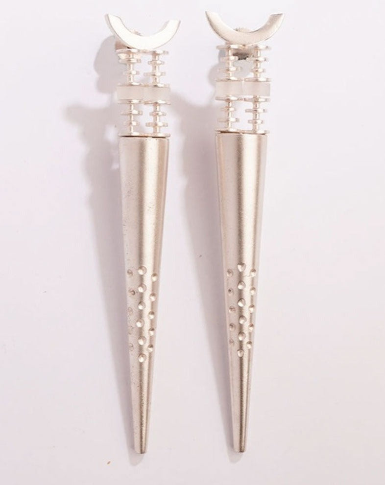 Candlelight Duet Silver Plated Spike Earrings