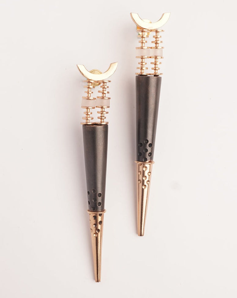 Edge Of Night Gold Plated Spike Earrings