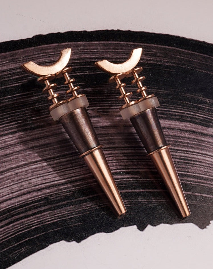 Edge Of Darkness Black And Gold Plated Small Spike Earrings