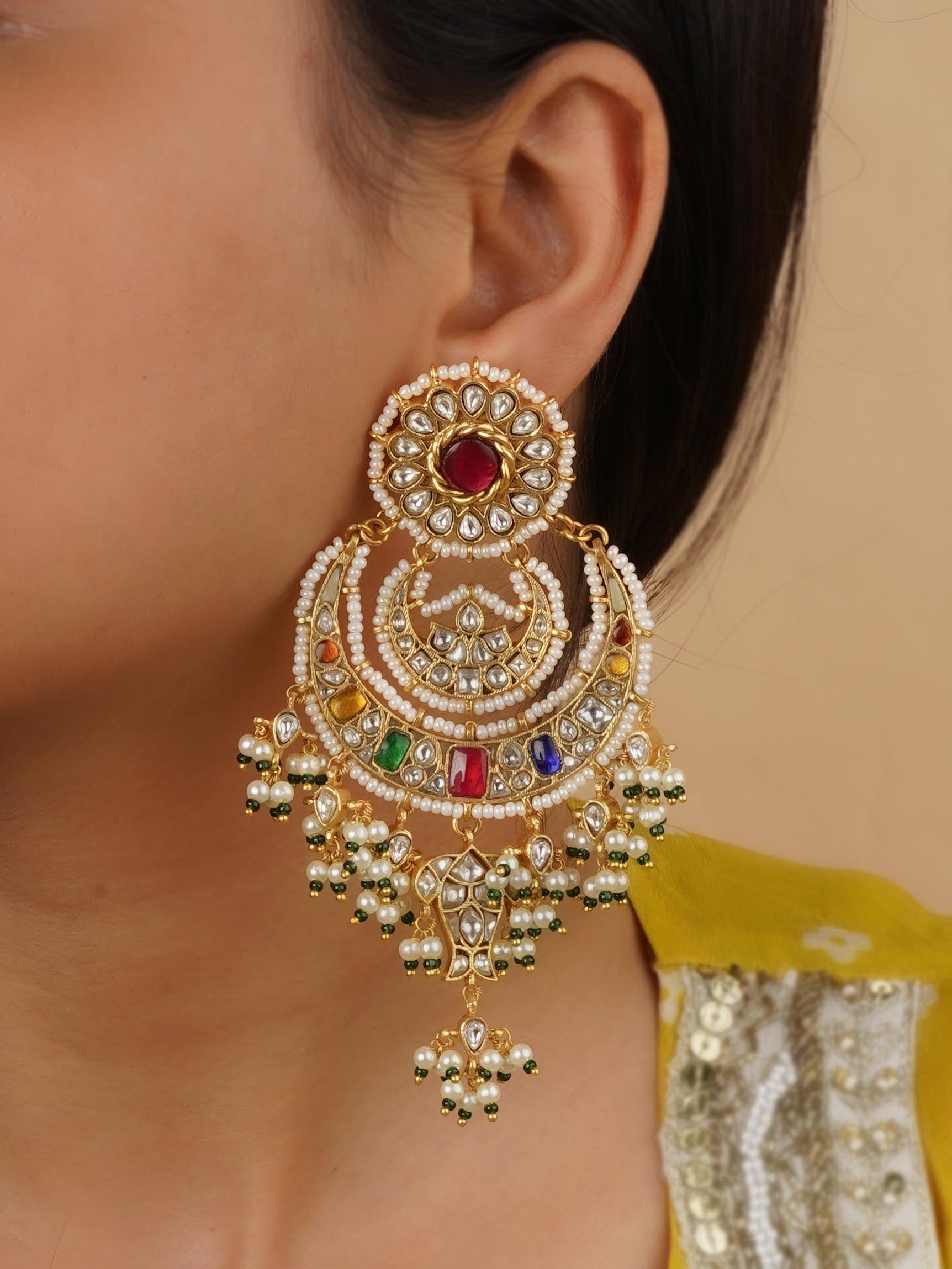 Navratna Gold Plated Earrings - TR-EAR45N