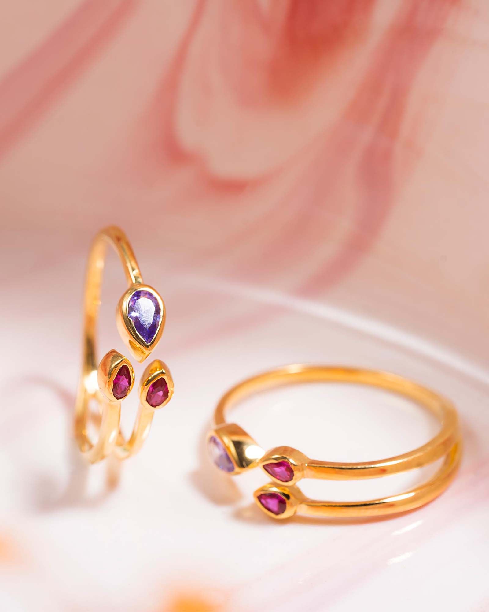 Ruby Raindrops ring