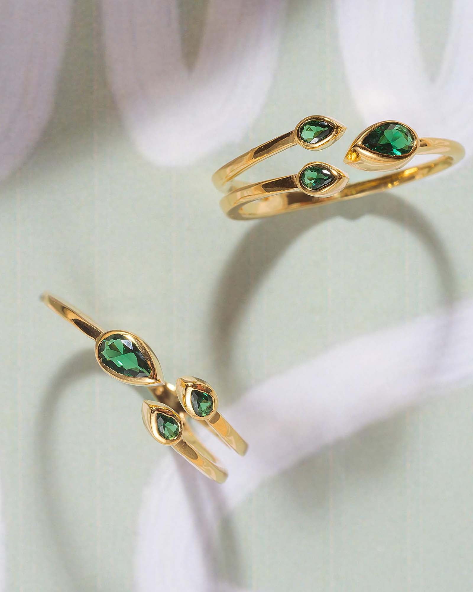 Emerald Raindrops ring