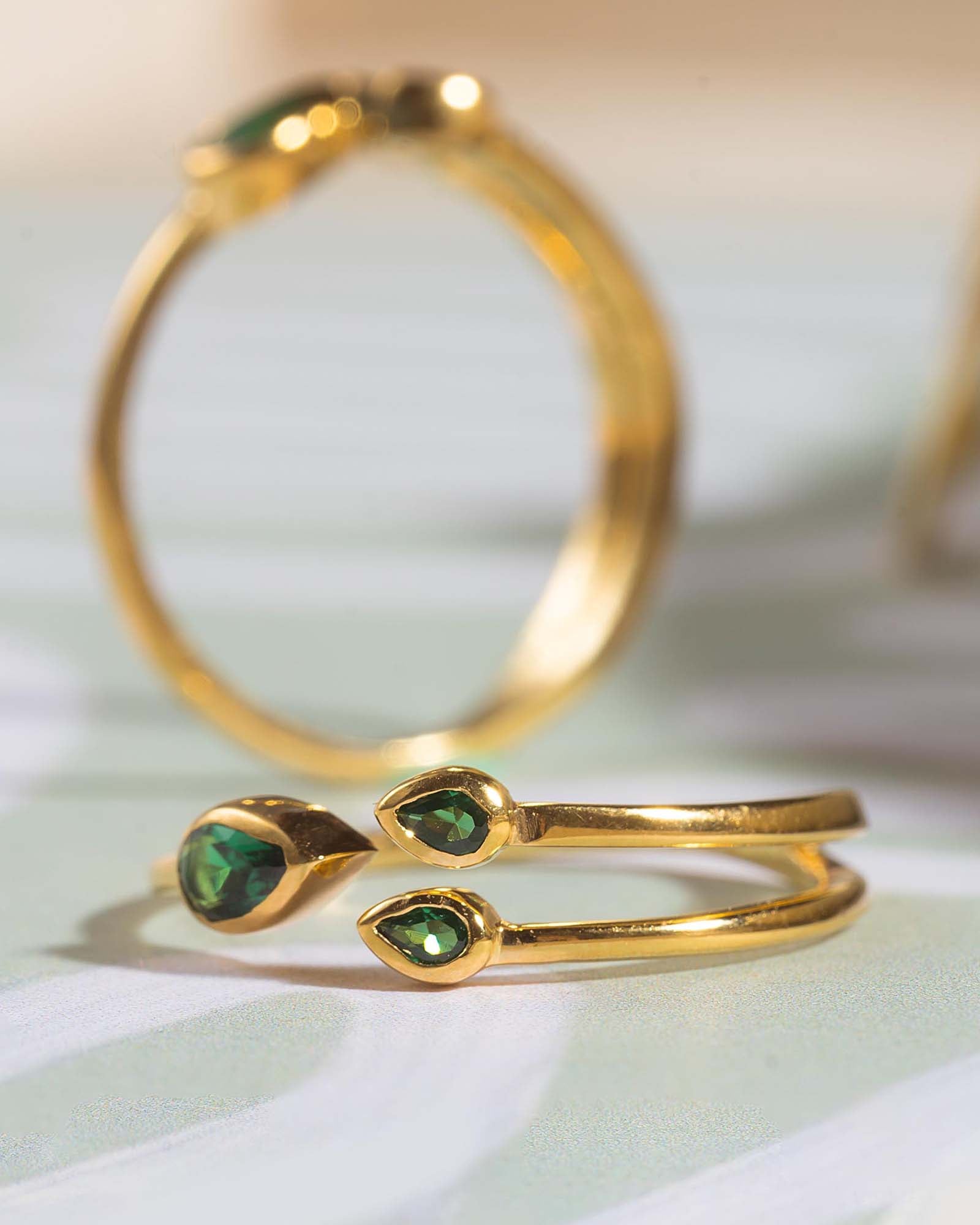 Emerald Raindrops ring