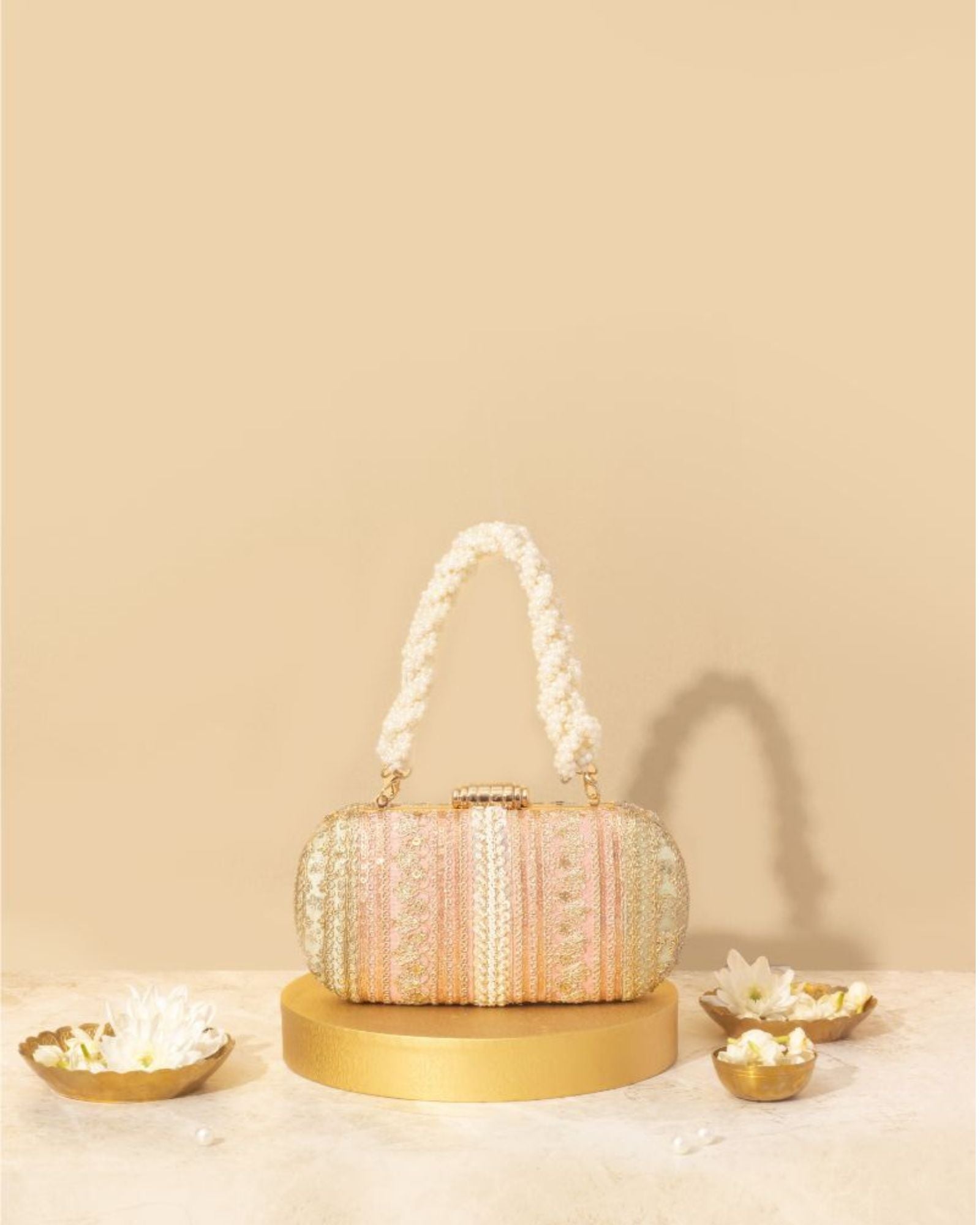 Naaz Embroidered Capsule Clutch - Pastel