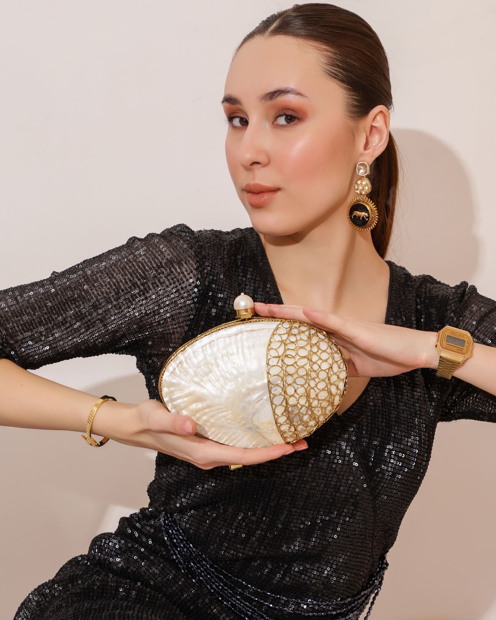 Seep Mother of  Pearl Clutch