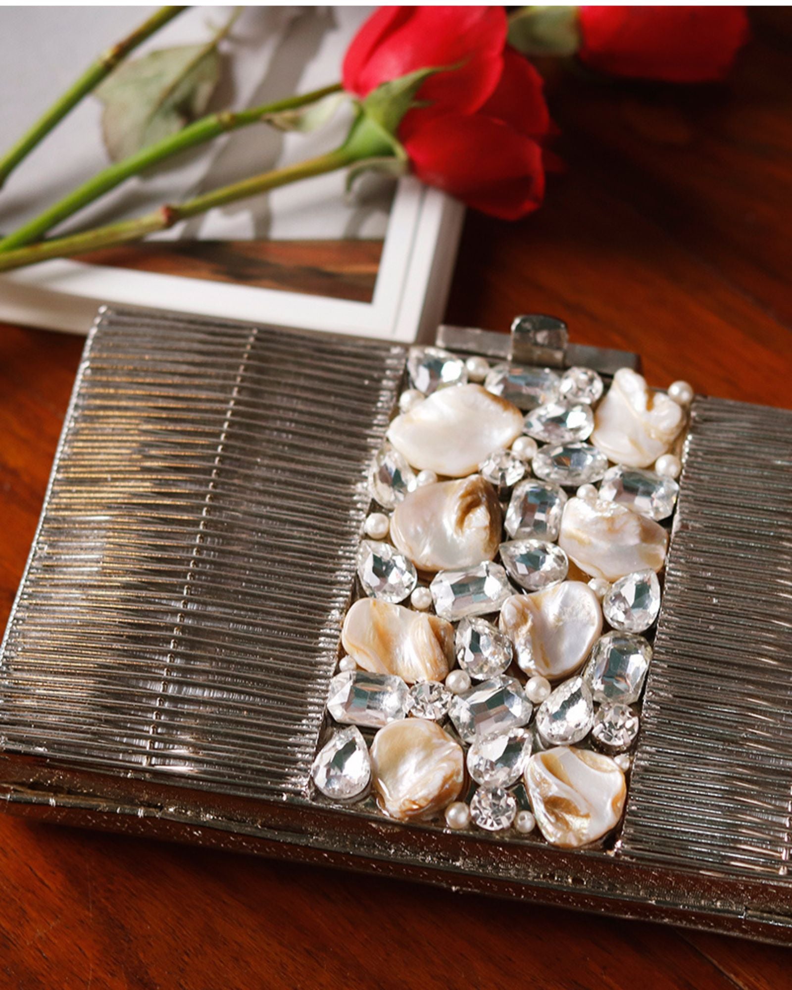 Daniya Golden Mother of Pearl Brass Clutch