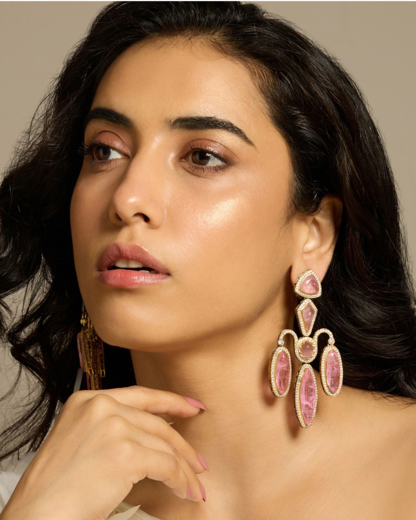 Geometric Blush Dangle Earring