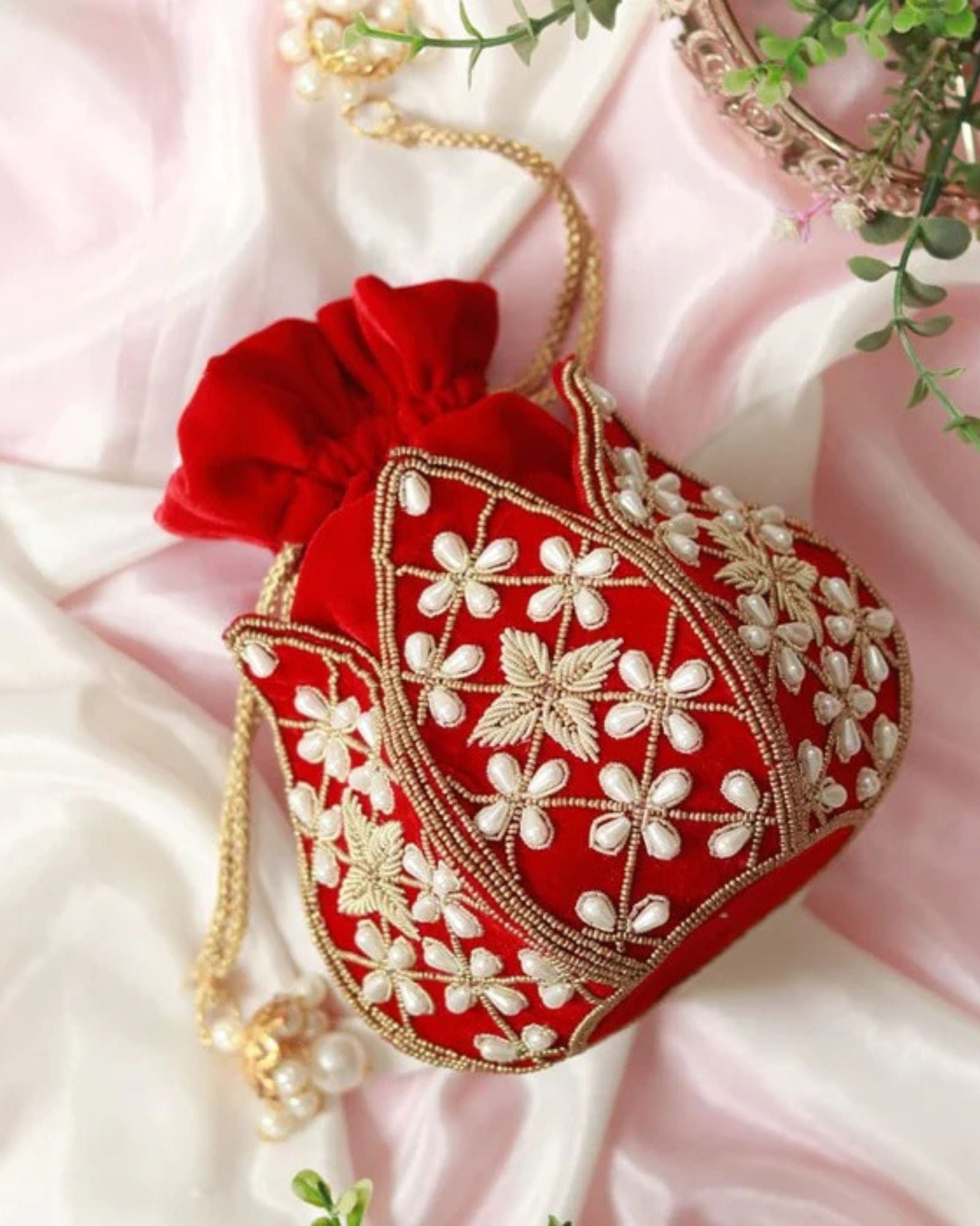 Pushya Embroidered Mini Lotus Potli