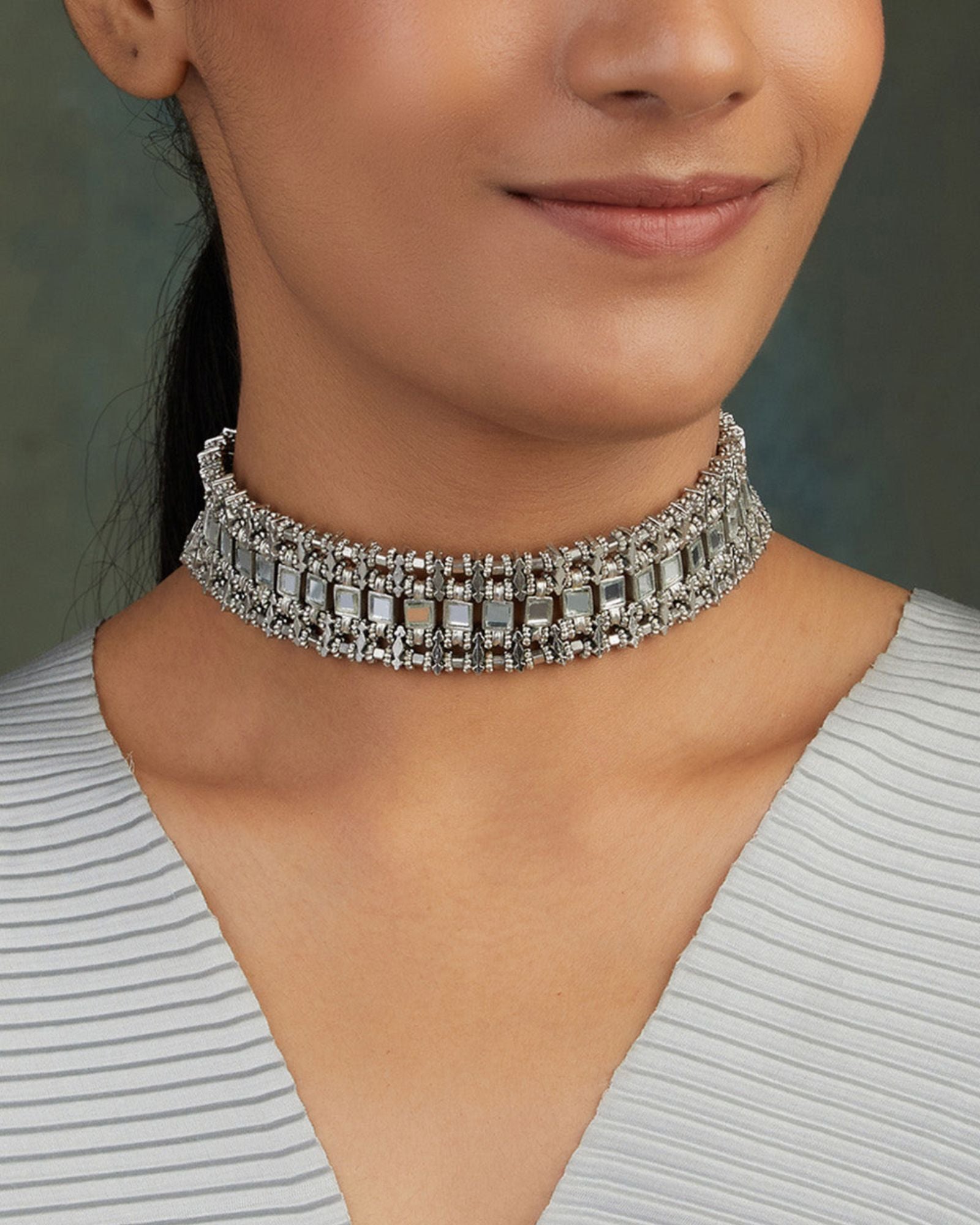 Mirror Silver Teer Choker