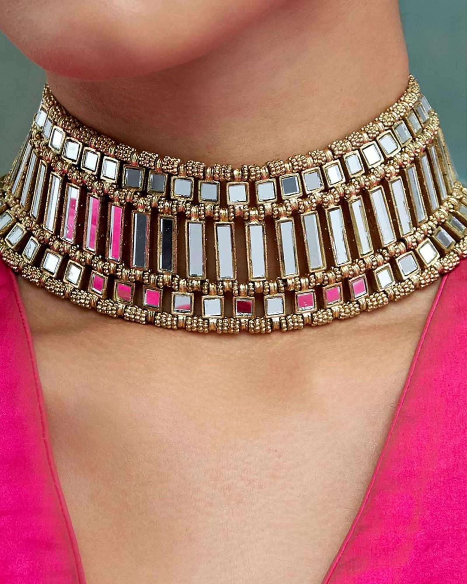 Mirror Gold Shahi Choker