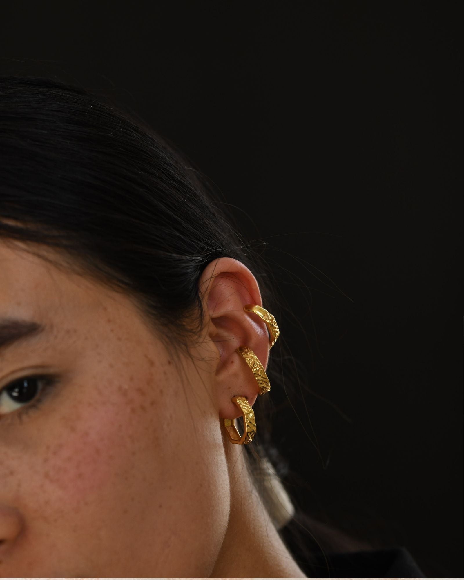 Textured Hexagon Hoop Earrings