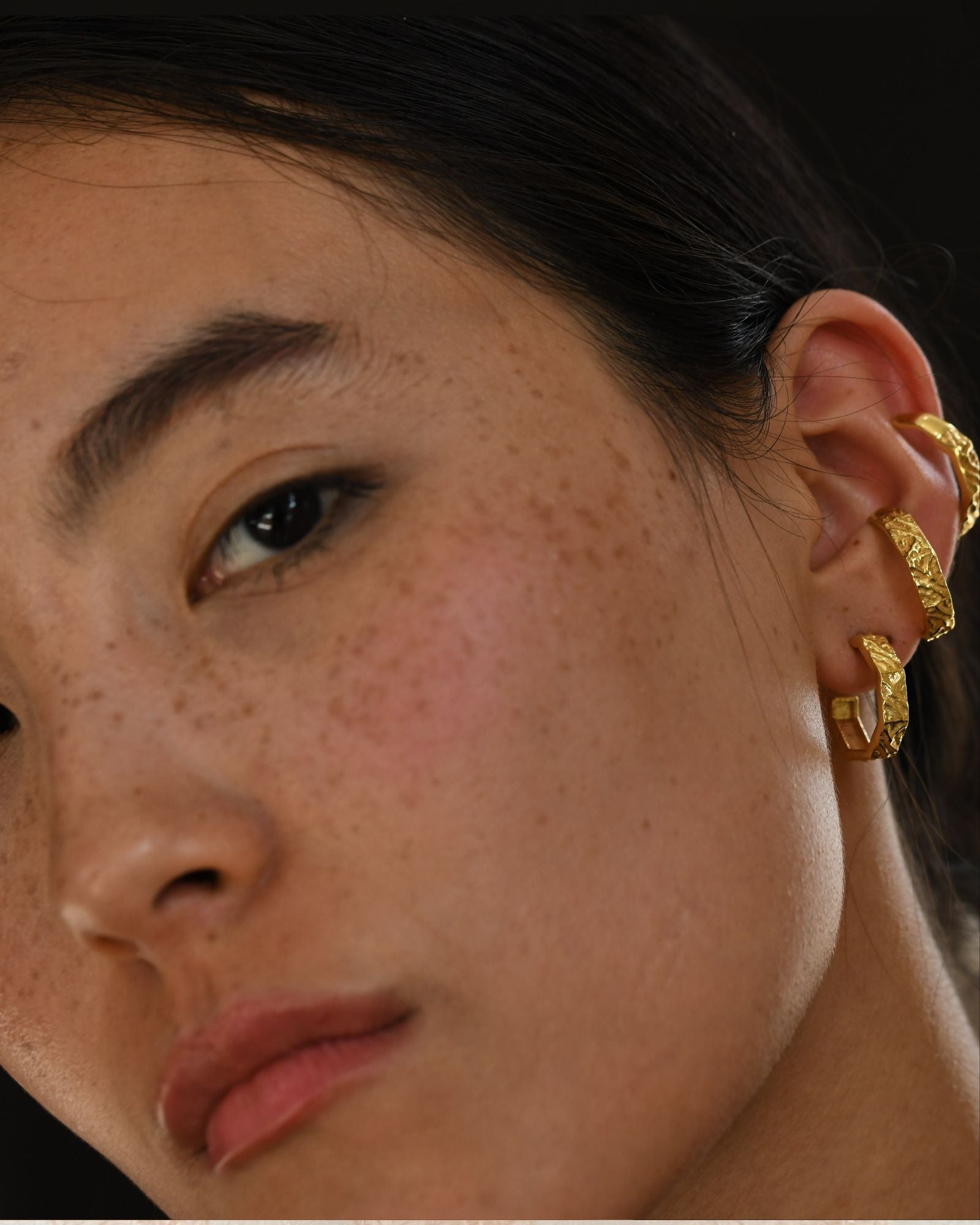 Textured Hexagon Hoop Earrings