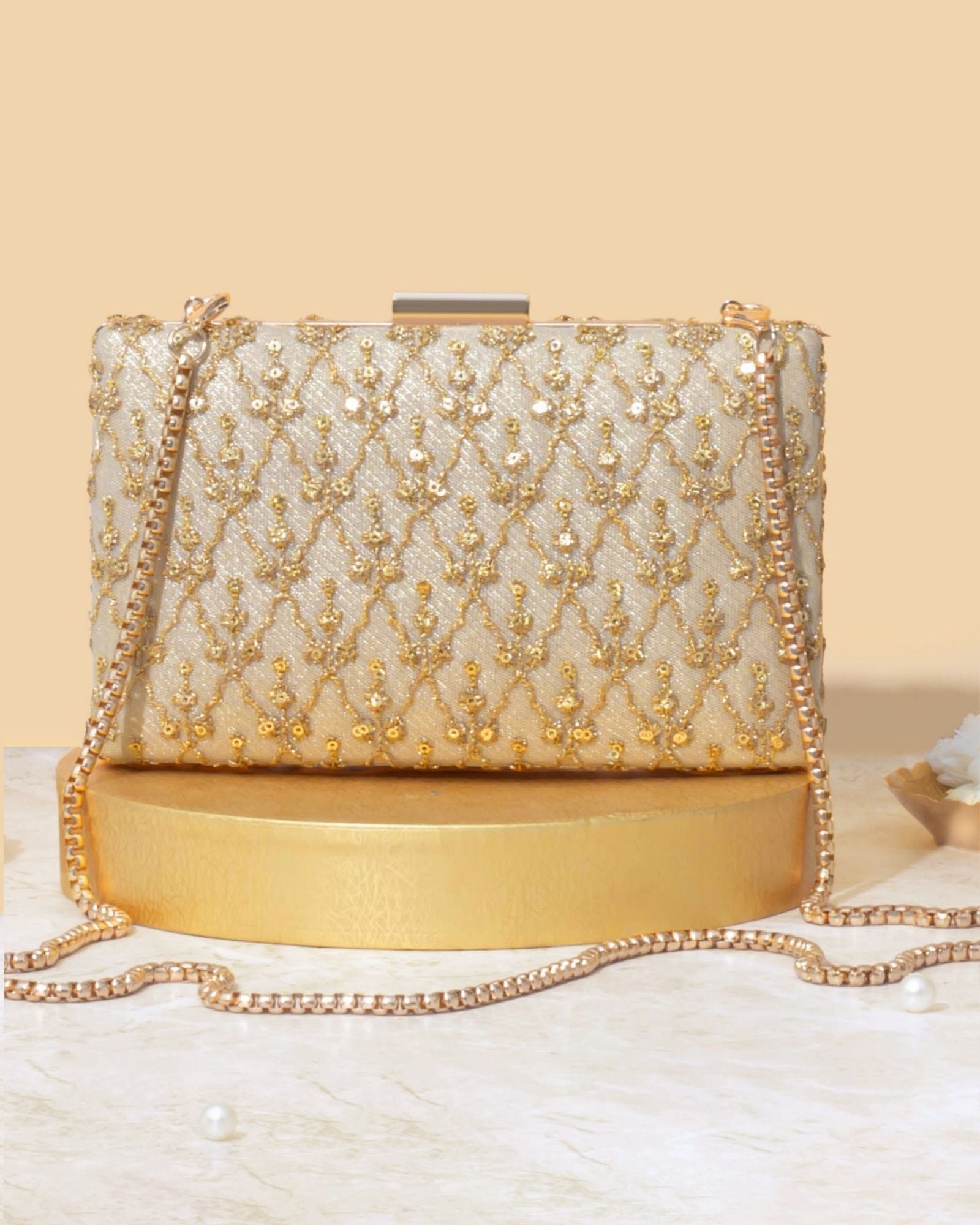 Anya Box Clutch - Gold