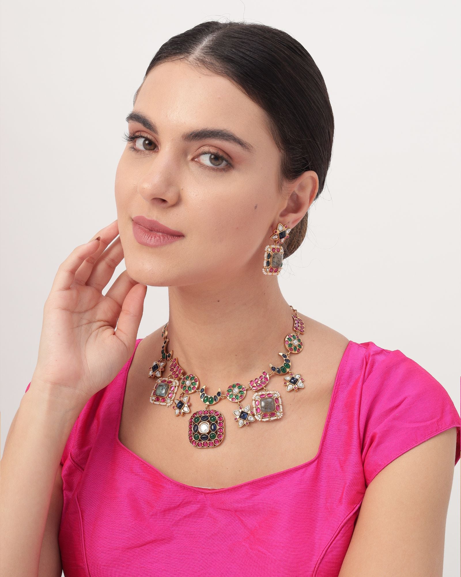 Gold Plated Multi Fusion Necklace Set