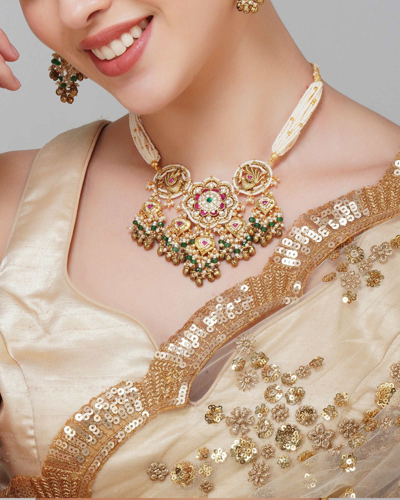 Pachi Kundan Peacock Necklace