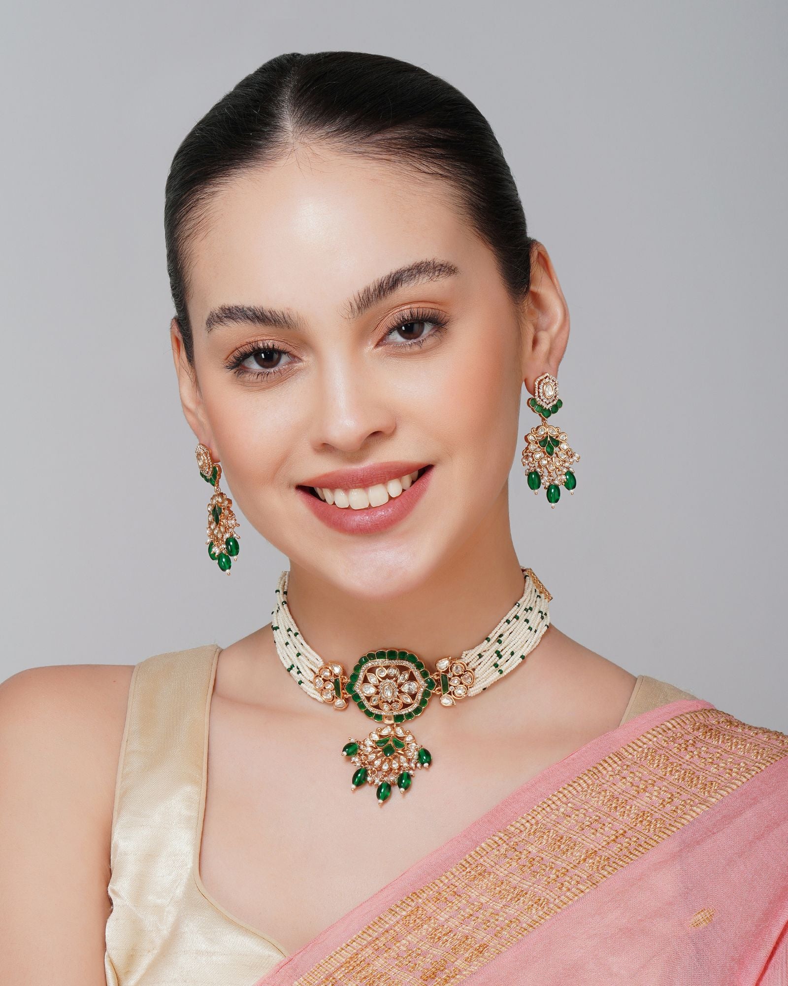 Green and Kundan Necklace Set