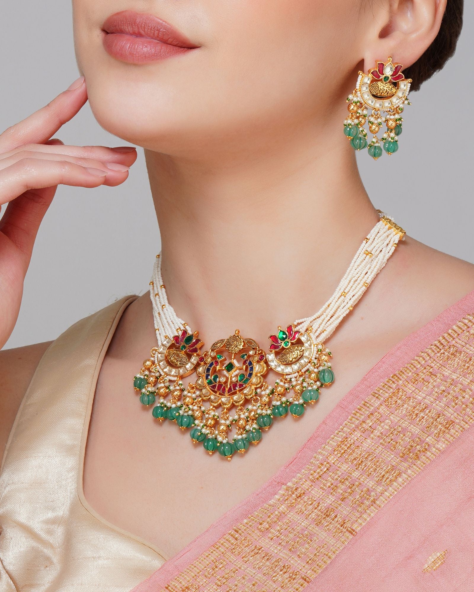 Pachi Kundan Gold Plated Necklace Set