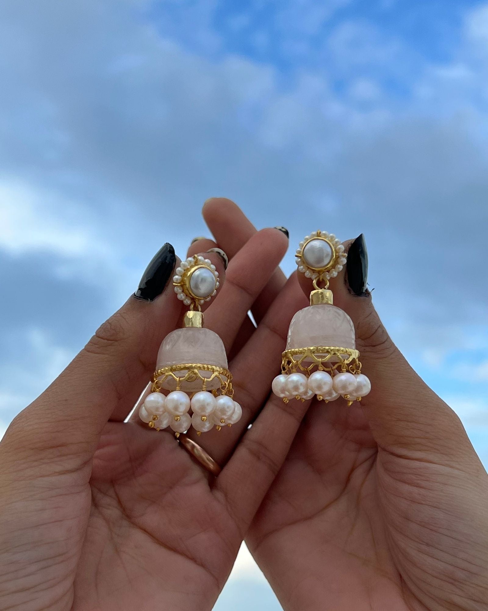 Rose Quartz Jhumkis