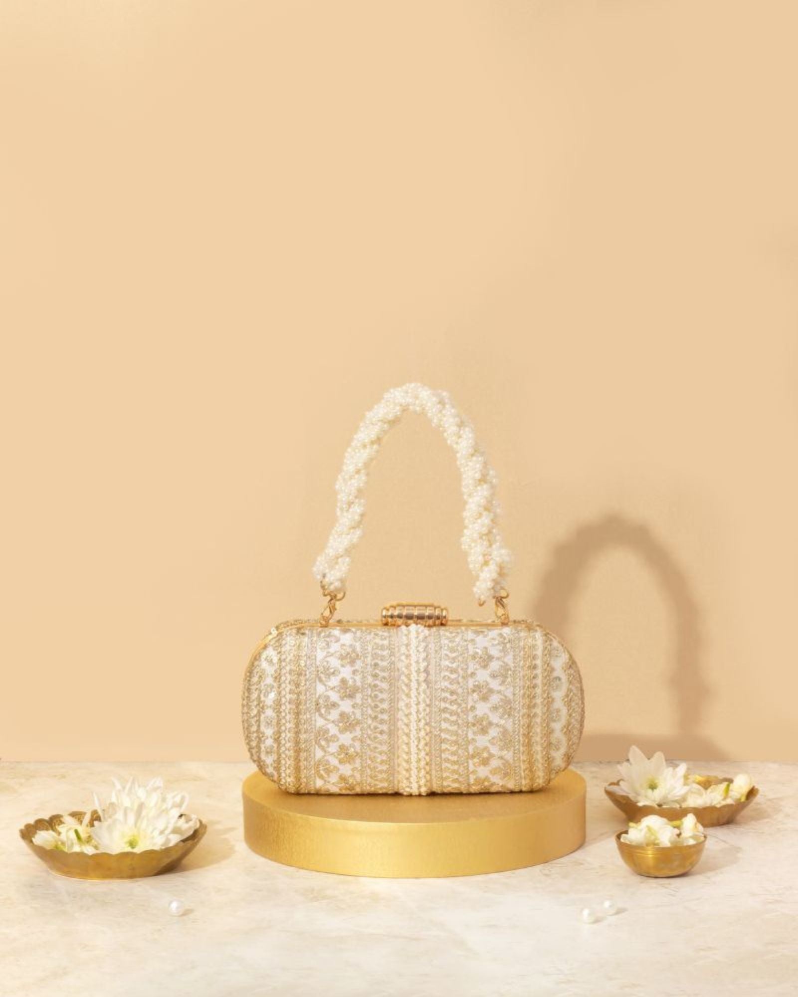 Naaz Embroidered Capsule Clutch Pastel