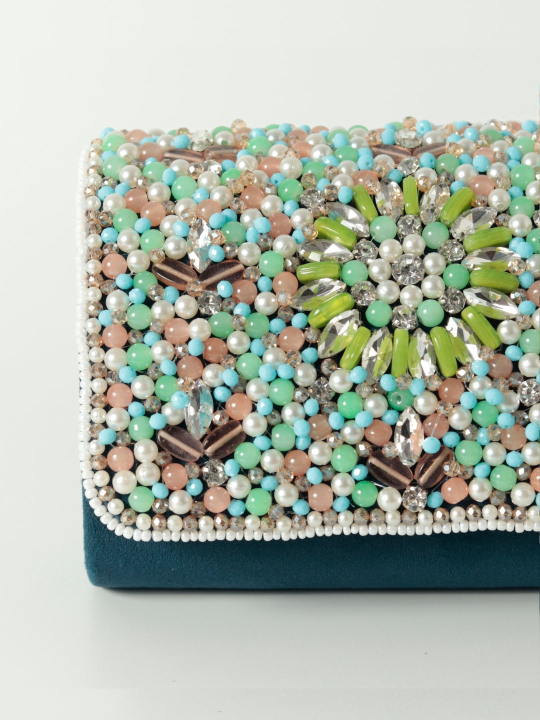 Rainbow Embellished Flap over Clutch Bag