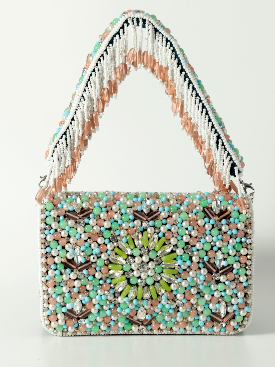 Rainbow Embellished Flap over Clutch Bag