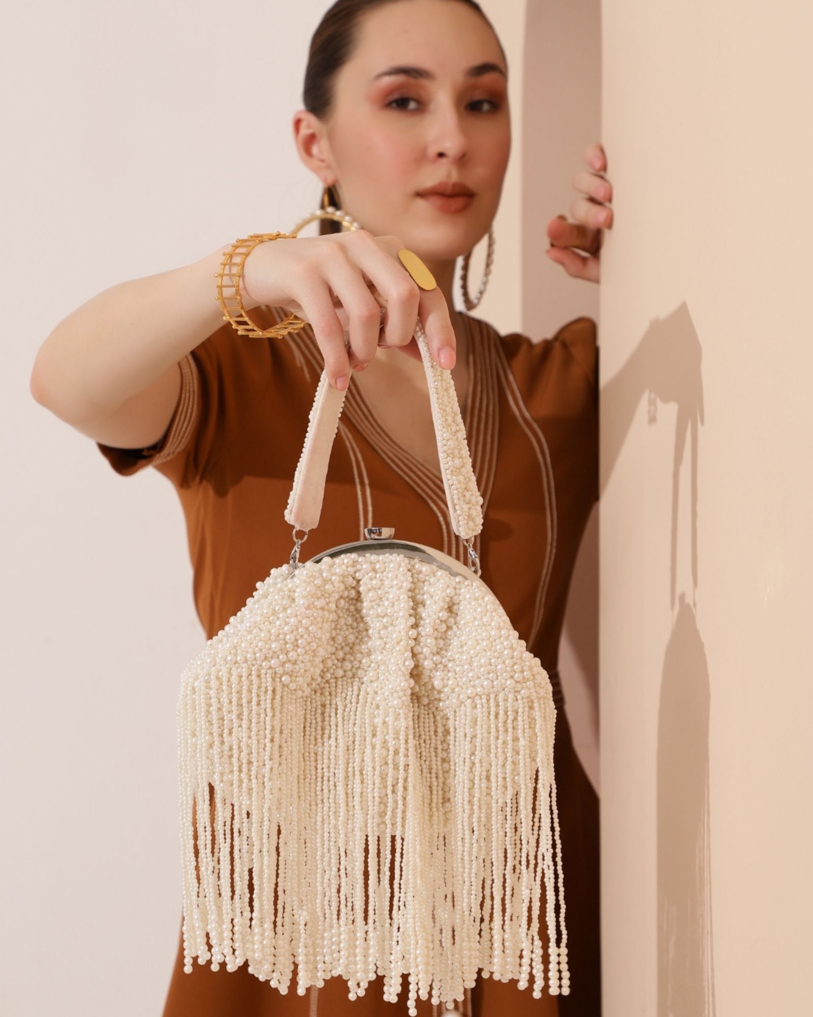 Pearl Batua Bag with Tassels